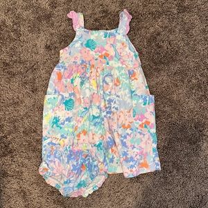 Little Joules bright floral 12/18m toddler cotton maxi dress with bloomers